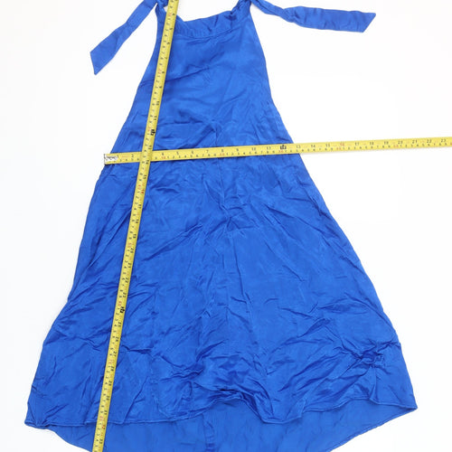 Zara Women Blue Halter Hi-Low Satin Slip Dress Size 12