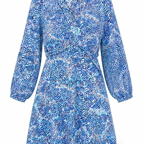 Emily & Me Women Blue Size 8 Wrap Dress Belted Long Sleeve