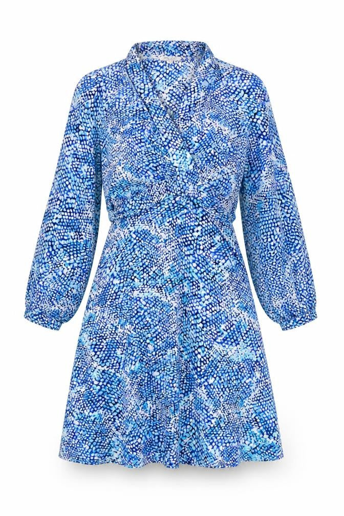 Emily & Me Women Blue Size 8 Wrap Dress Belted Long Sleeve