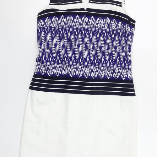 Dunnes Women’s Multicoloured Geometric Shift Dress Size 8 Sleeveless Cotton Blend