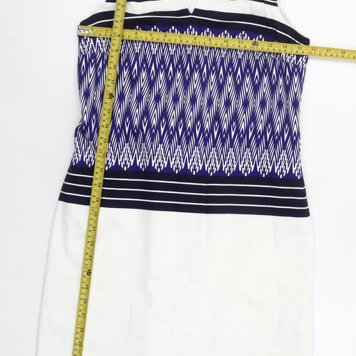 Dunnes Women’s Multicoloured Geometric Shift Dress Size 8 Sleeveless Cotton Blend