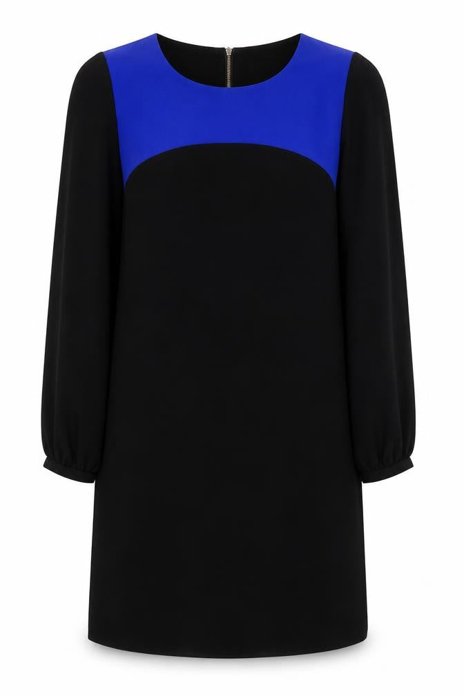 Principles by Ben de Lisi Women's Black Blue Shift Dress Size 8 Long Sleeve