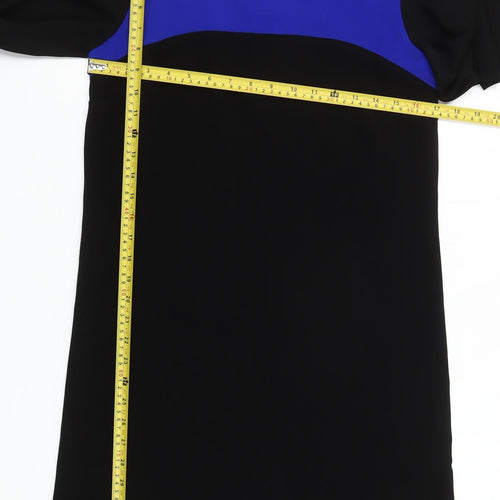 Principles by Ben de Lisi Women's Black Blue Shift Dress Size 8 Long Sleeve