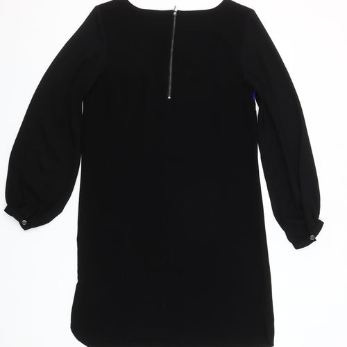 Principles by Ben de Lisi Women's Black Blue Shift Dress Size 8 Long Sleeve