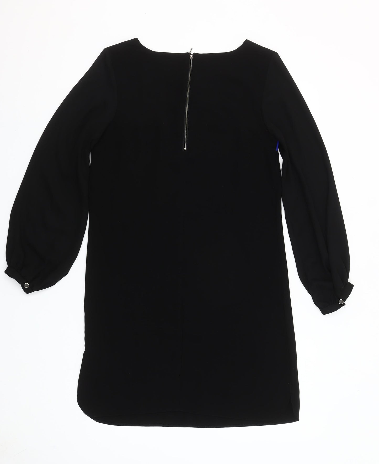 Principles by Ben de Lisi Women's Black Blue Shift Dress Size 8 Long Sleeve