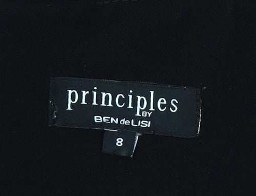 Principles by Ben de Lisi Women's Black Blue Shift Dress Size 8 Long Sleeve