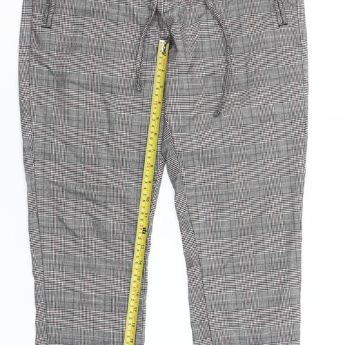 Forever 21 Grey Check Chino Trousers Unisex Size S Drawstring Waist