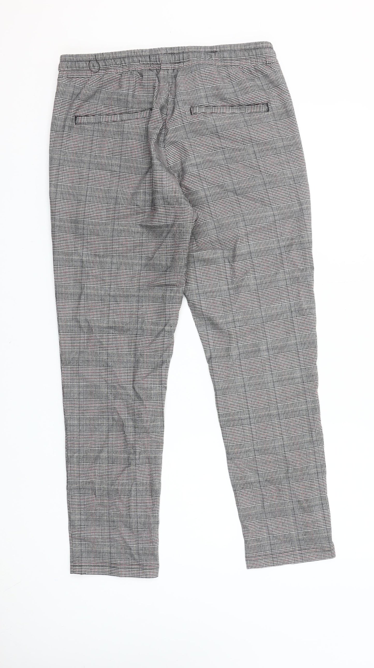 Forever 21 Grey Check Chino Trousers Unisex Size S Drawstring Waist