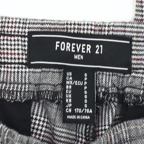 Forever 21 Grey Check Chino Trousers Unisex Size S Drawstring Waist