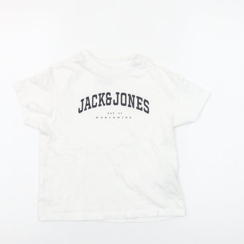 Jack & Jones Boys White 8 Years Cotton Logo T-Shirt