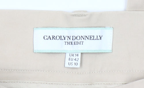Carolyn Donnelly Women’s Beige Chino Trousers Size 14 Straight Fit