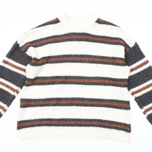 American Eagle Women's Multicoloured Striped Chunky Knit Jumper XS