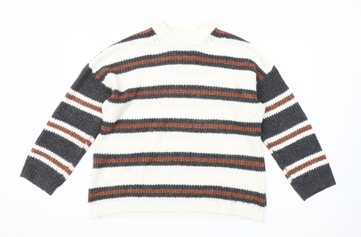 American Eagle Women's Multicoloured Striped Chunky Knit Jumper XS