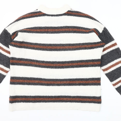 American Eagle Women's Multicoloured Striped Chunky Knit Jumper XS