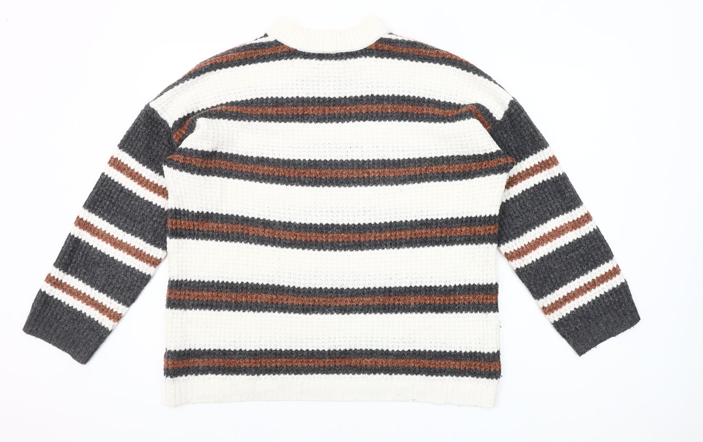 American Eagle Women's Multicoloured Striped Chunky Knit Jumper XS
