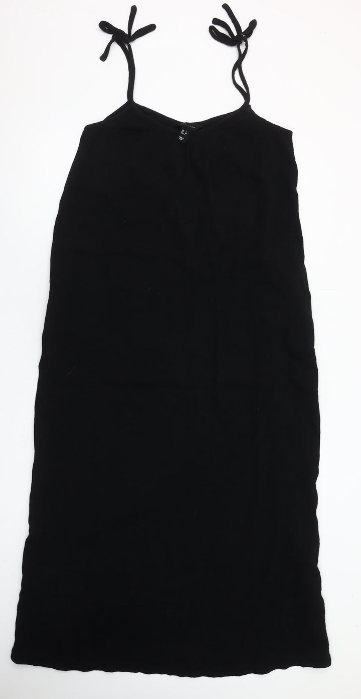 New Look Women's Black Size 6 Midi Cotton Slip Dress