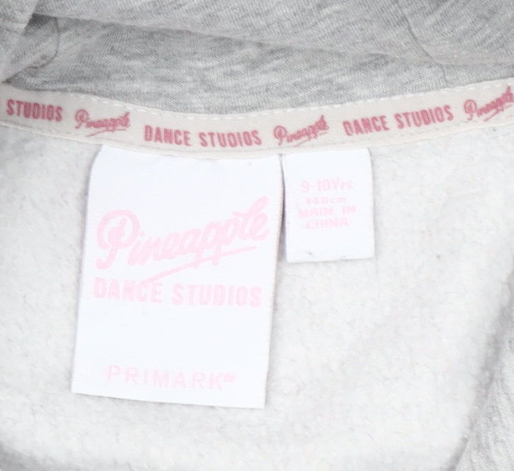 Pineapple Girls Grey Pullover Hoodie 9-10 Years Dance Logo Fleece