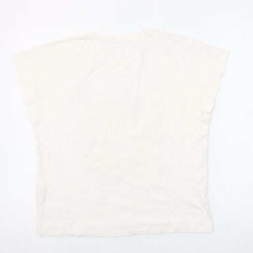 Tiffosi Women Ivory Geometric Print Cotton T-Shirt M