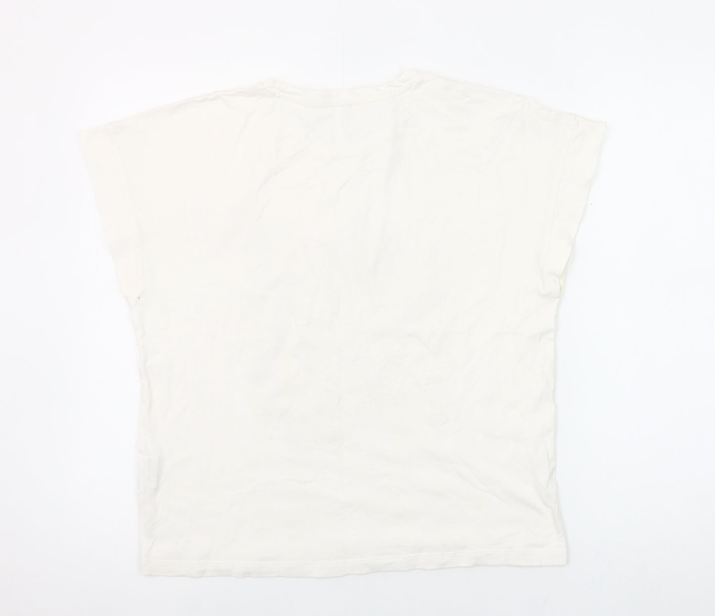 Tiffosi Women Ivory Geometric Print Cotton T-Shirt M