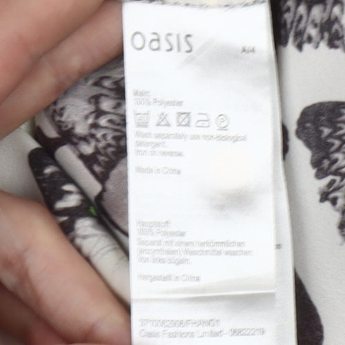 Oasis Women’s Ivory Butterfly Print Sleeveless Chiffon Tank Top Size 10