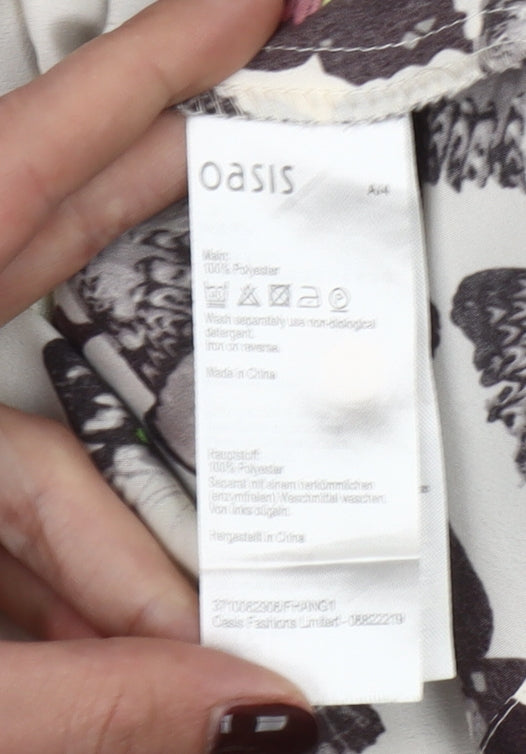 Oasis Women’s Ivory Butterfly Print Sleeveless Chiffon Tank Top Size 10