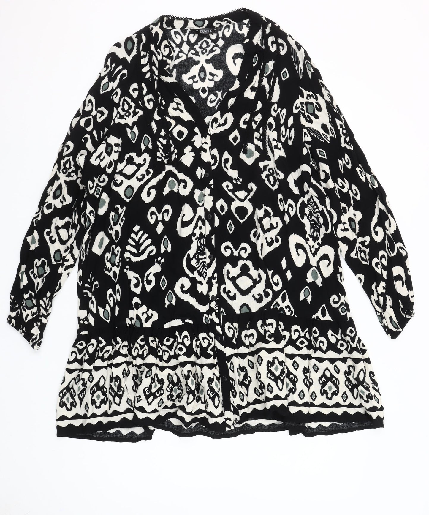 Dunnes Stores Women’s Black Geometric Viscose Shift Dress L