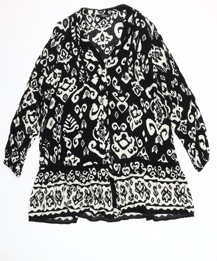 Dunnes Stores Women’s Black Geometric Viscose Shift Dress L