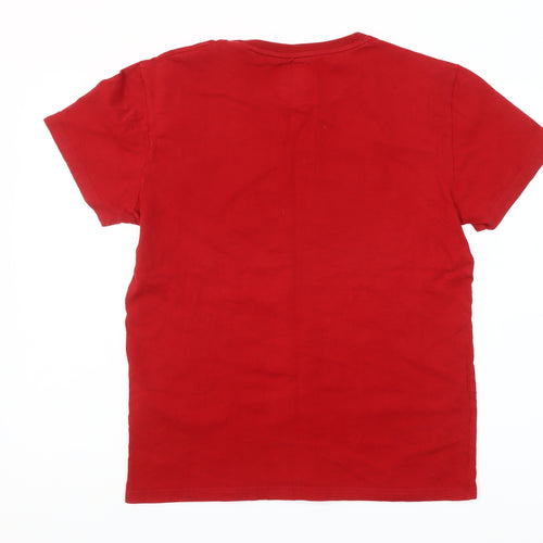 Superdry Men Red Classic Graphic Print Crew Neck Cotton T-Shirt Size M