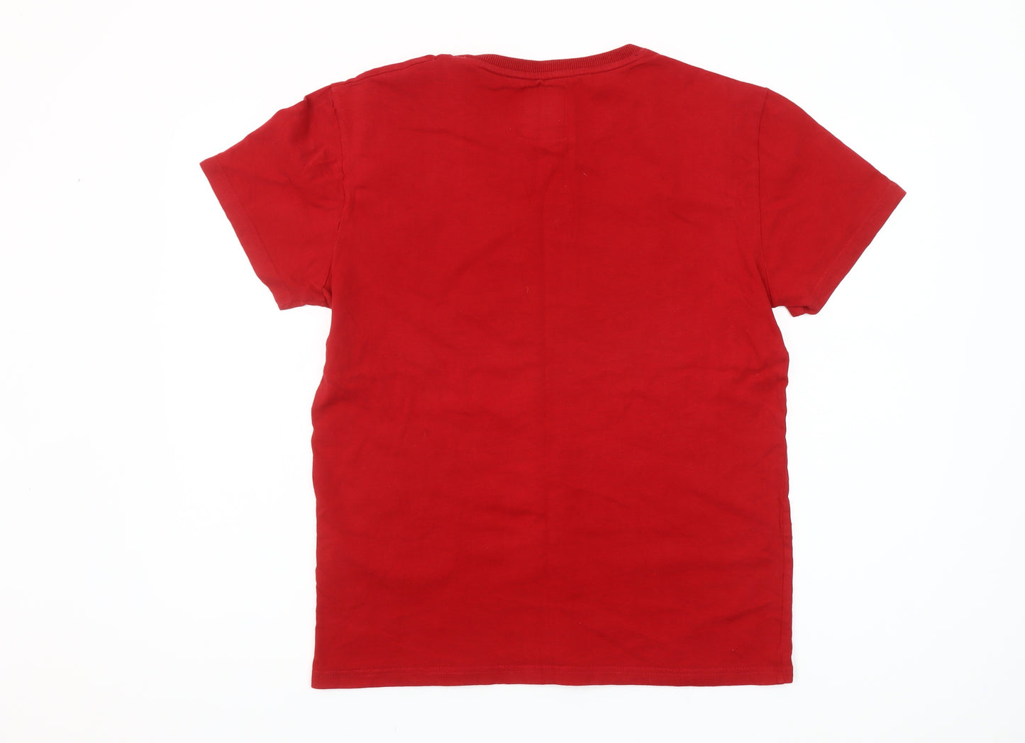 Superdry Men Red Classic Graphic Print Crew Neck Cotton T-Shirt Size M