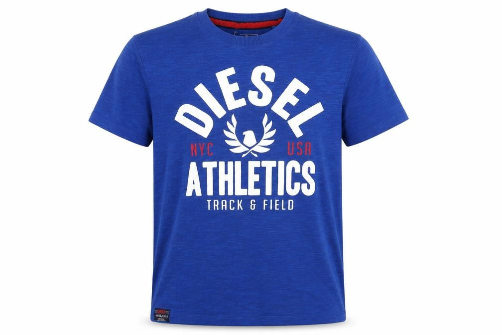 Diesel Men's Blue Athletics Graphic T-Shirt Medium Cotton Blend