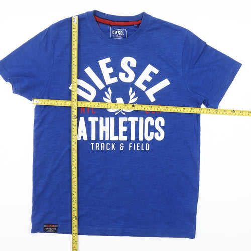 Diesel Men's Blue Athletics Graphic T-Shirt Medium Cotton Blend