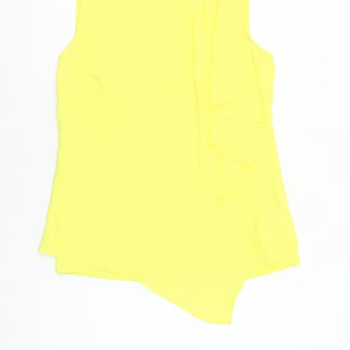 Principles by Ben de Lisi Women's Yellow Sleeveless Ruffle Blouse Size 8