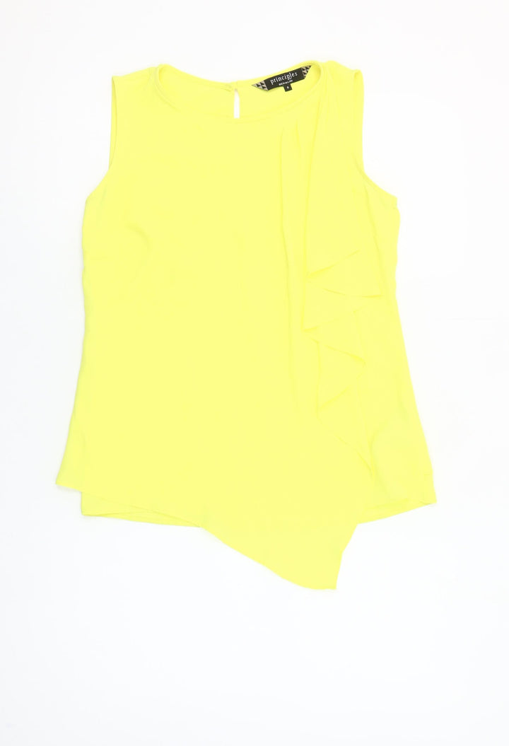 Principles by Ben de Lisi Women's Yellow Sleeveless Ruffle Blouse Size 8