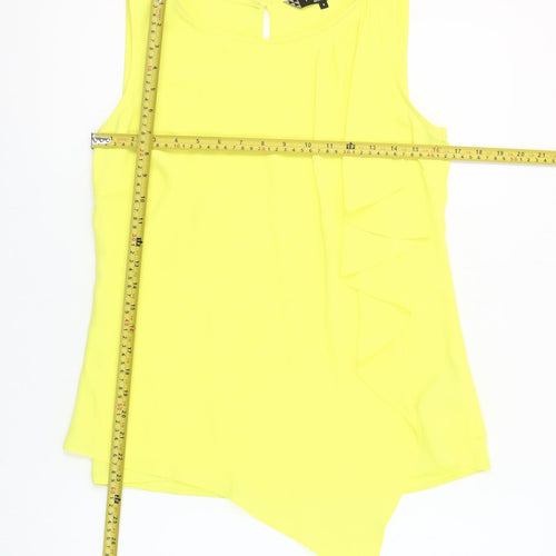 Principles by Ben de Lisi Women's Yellow Sleeveless Ruffle Blouse Size 8