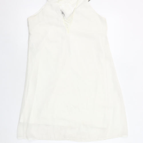 Vero Moda Women White Beaded V-Neck Slip Dress Size S