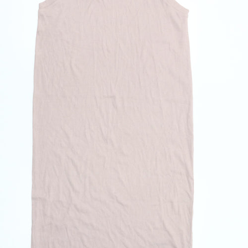 Zara Women Beige XL Tank Midi Dress Sleeveless Cotton Stretch