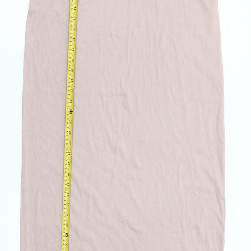 Zara Women Beige XL Tank Midi Dress Sleeveless Cotton Stretch