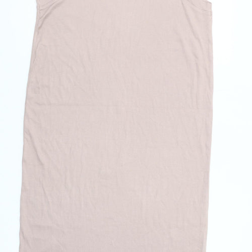 Zara Women Beige XL Tank Midi Dress Sleeveless Cotton Stretch