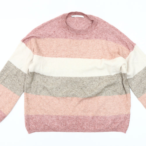 ONLY Women’s Multicoloured Striped Crew Neck Jumper Size M
