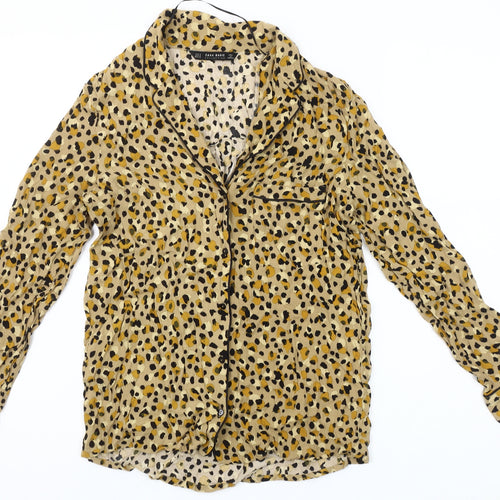 Zara Women Beige Animal Print Viscose Blouse Size 12