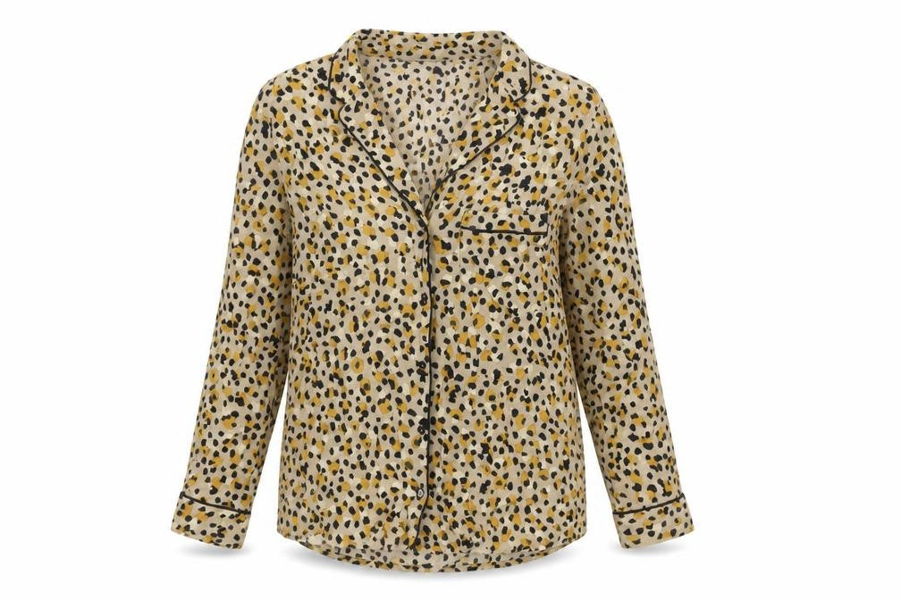 Zara Women Beige Animal Print Viscose Blouse Size 12