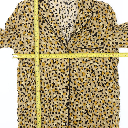 Zara Women Beige Animal Print Viscose Blouse Size 12