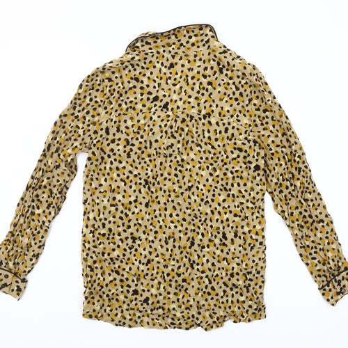 Zara Women Beige Animal Print Viscose Blouse Size 12