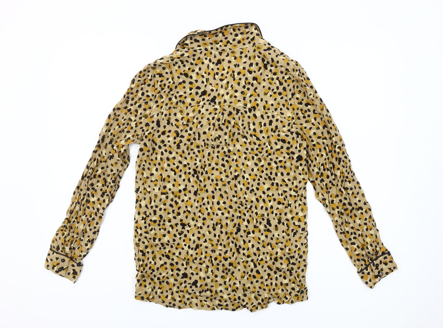 Zara Women Beige Animal Print Viscose Blouse Size 12
