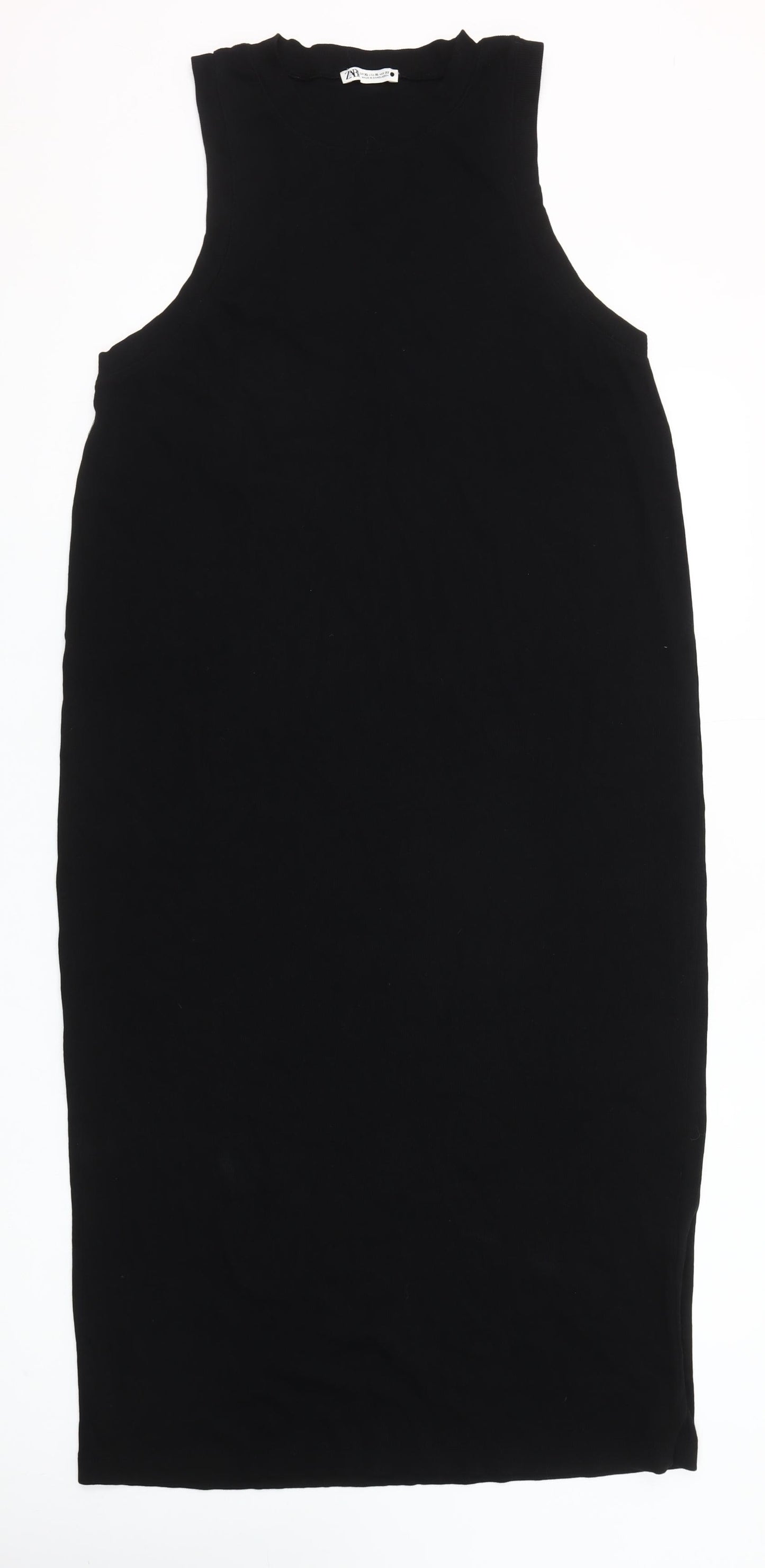 Zara Women Black XL Sleeveless Bodycon Midi Dress