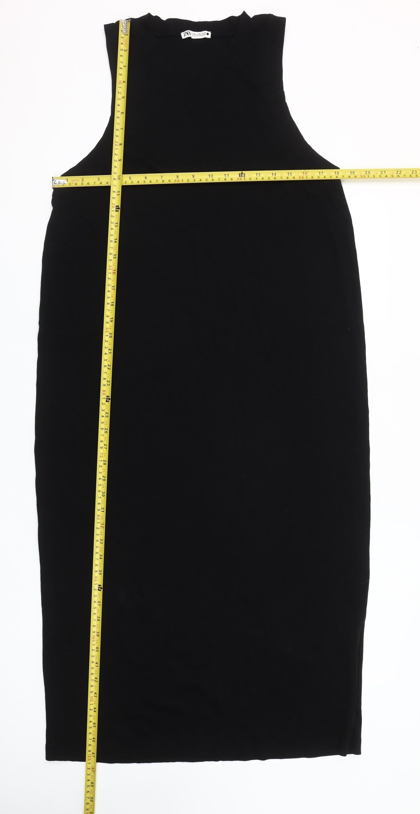 Zara Women Black XL Sleeveless Bodycon Midi Dress