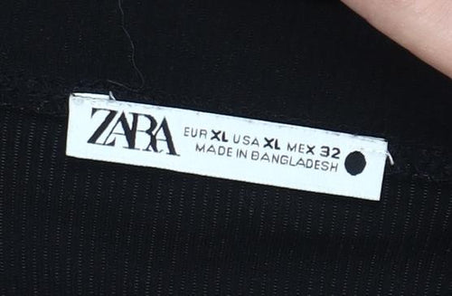 Zara Women Black XL Sleeveless Bodycon Midi Dress