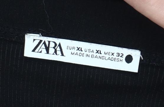 Zara Women Black XL Sleeveless Bodycon Midi Dress