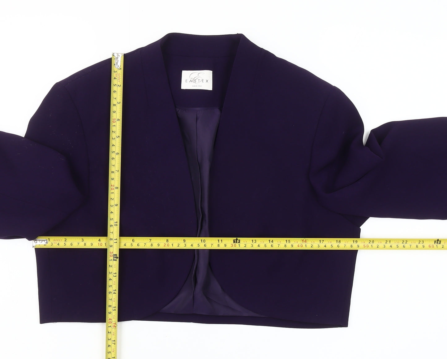 Eastex Women's Purple Cropped Shawl Collar Blazer UK 16