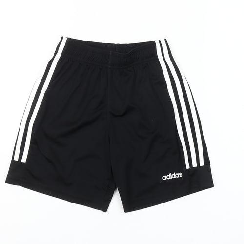 Adidas Boys Black 11-12 Years Athletic Sports Shorts